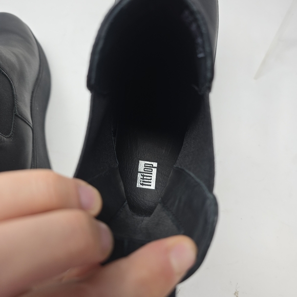 Fitflop Womens Size 9 Black F Mode Chelsea Leather Pull On Ankle Boots Flatform - Picture 11 of 13